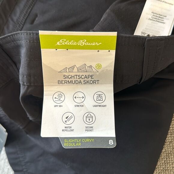 Eddie Bauer Black Skirt Bermuda Skort Stretch Slightly Curvy Regular Size 8 NWT - Picture 10 of 12